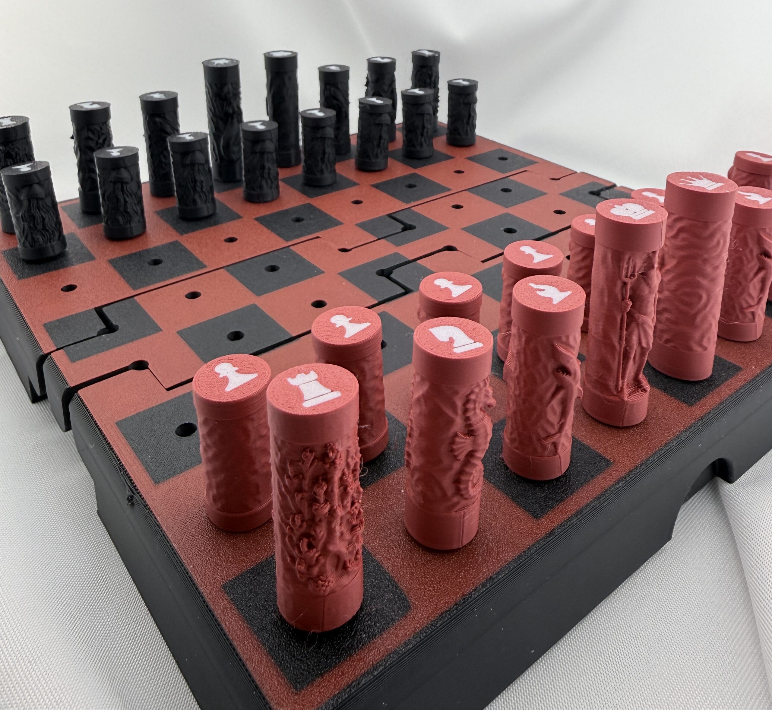 Ocean Kingdom Travel Chess Set – Foldable Marine Board, Magnetic Closure - Homemade 3D Printed